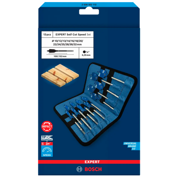 Trousse de 13 mèches plates EXPERT Self Cut Speed 10 A 32 mm