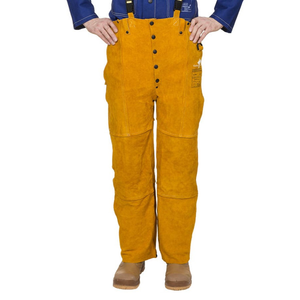 Pantalon de soudeur Golden Brown en cuir croûte bovin