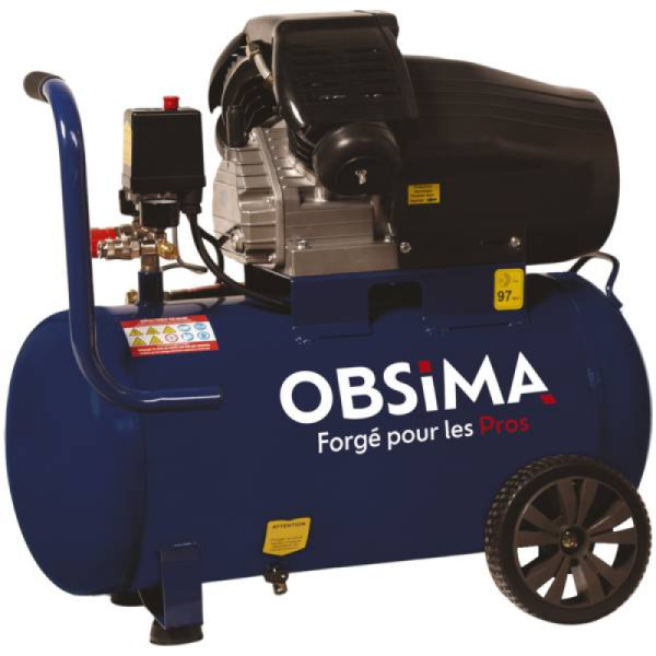 Compresseur mobile silencieux OBSIMA 50L 20/50 - 3CV 2,2KW- MONOPHASE
