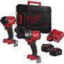 Pack Milwaukee perceuse à percussion + visseuse à chocs + meuleuse d'angle avec 2 batteries 5Ah