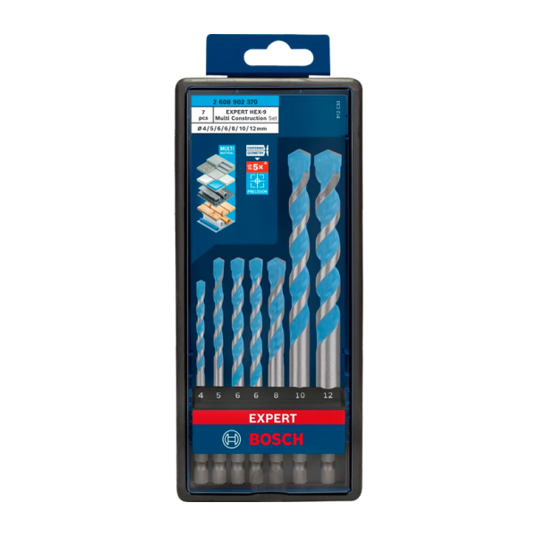 Coffret de 7 forets EXPERT HEX-9 Multi Construction